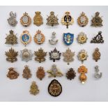 30 x Canadian Cap Badges including brass QC RCAC ... Bi-metal QC 120 Regiment Blinde ... Brass QC