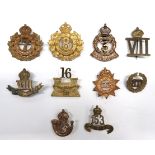 10 x Indian Cap/Pagri Badges consisting gilt cast brass KC 8th Rajputs ... Cast brass KC 7th