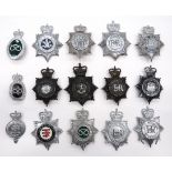 15 x Post 1953 Police Constabulary Helmet Plates plated Queens crown examples include Northumbria