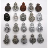20 x Pre 1952 Police Constabulary Cap Badges plated Kings crown examples including Kent Constabulary