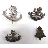 4 Silver Hallmarked Indian Badges consisting 24th Punjabis Officer collar. Â Silver hallmarked G & S