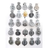 25 x Post 1953 Police Constabulary Cap Badges plated Queens crown examples include North Yorkshire