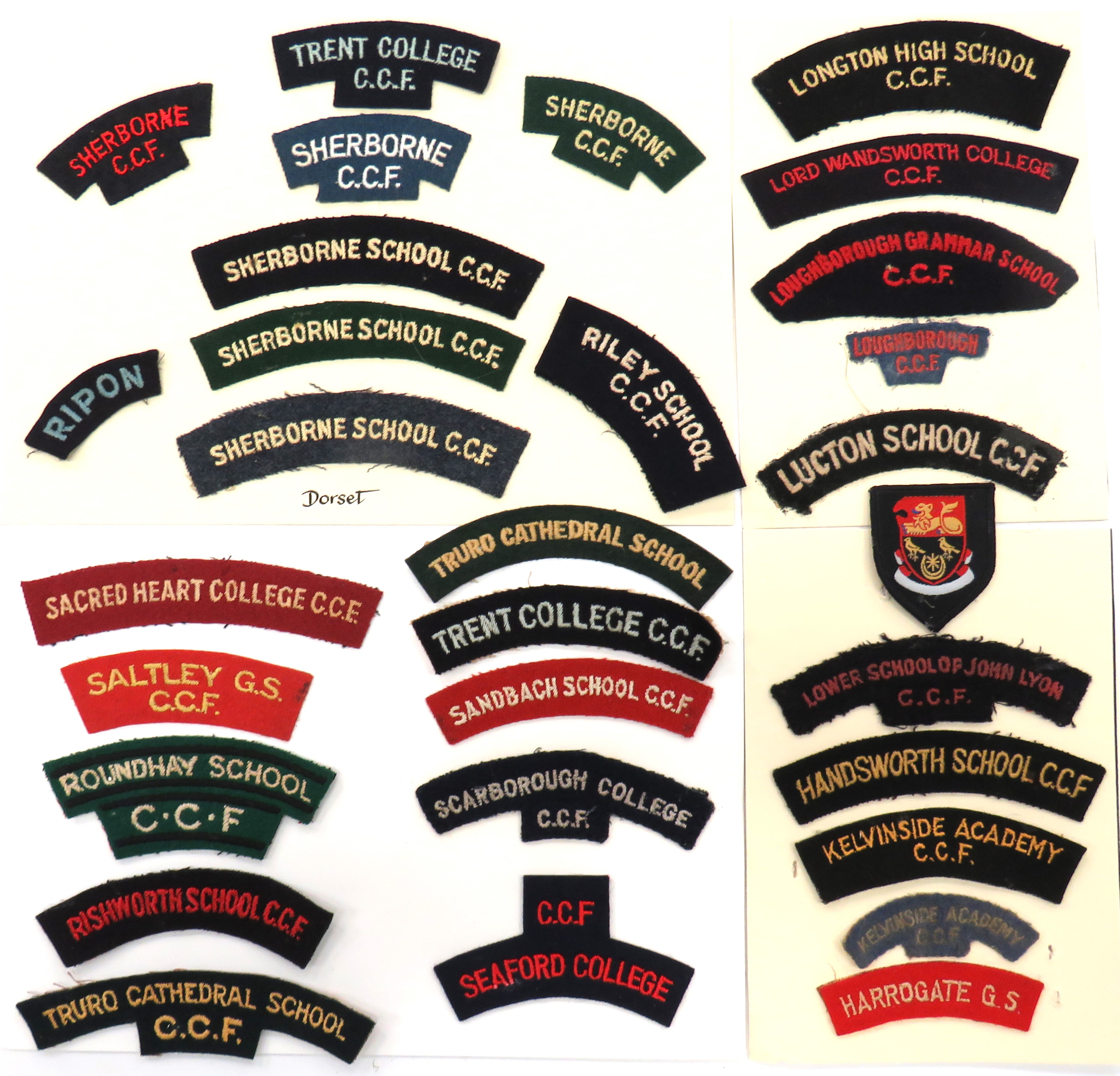 30 x Embroidery CCF Titles embroidery titles including Riley School CCF ... Ripon ... Roundhay