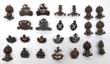 25 x Officer Bronzed Collar Badges including pair KSLI ... 2 x 11th Hussars ... 3 x Cheshire ... 2 x