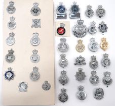 35 x Police Cap Badges Post 1953 chrome QC include Staffordshire County Police ... West Midlands