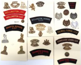 31 x CCF & OTC Cap Badges And Titles cap badges include brass Wellington College ... Anodised