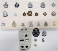 24 x Overseas Police Cap And Collar Badges including chrome and enamel QC Royal Hong Kong Police ...