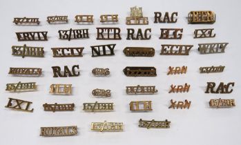 40 x Cavalry And Yeomanry Shoulder Titles brass include RTR ... IXL ... XRH ... IX/XIIL ...