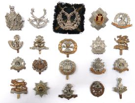 20 x Infantry Cap Badges including white metal, KC KOSB ... Bi-metal Royal Scots ... White metal