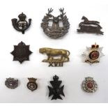 10 x Officer And Other Badges cap badges consist bronzed KC Hampshire (blades) ... Plated, gilt
