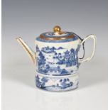 A Chinese export porcelain blue and white teapot and warming stand Qianlong period (1736-1795), of