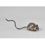 A modern silver model of a mouse unmarked, having naturalistic textured fur and details, 4in. (10.