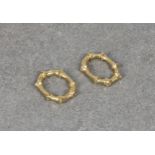 A pair of unusual 14ct gold bamboo loop cufflinks clip fastening, weight 13.2g.