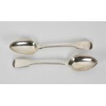 Two Georgian silver fiddle pattern stuffing or basting spoons George Piercy, London, 1824 &