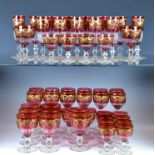 A fine and extensive part suite of St Louis Trianon Gold pattern drinking glasses the cranberry