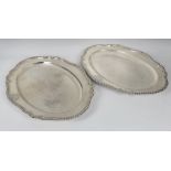 A pair of George II silver meat dishes William Cripps, London, 1754, of card cut oval form with