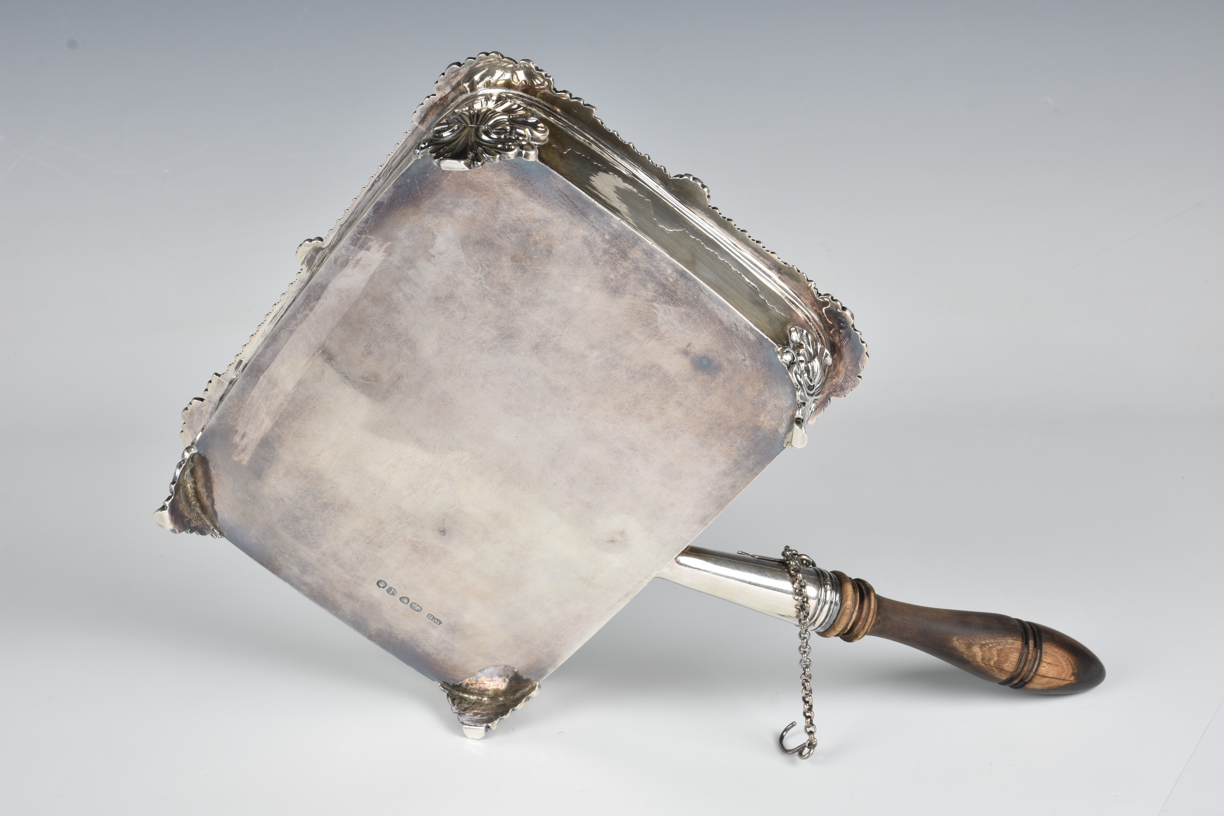A George IV silver cheese warming dish William Bateman I, London 1826, rectangular form with - Image 6 of 7