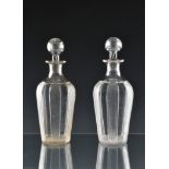 A pair of Victorian ovoid decanters six repeating diamond cut panels, star cut base, 10½in. (26.