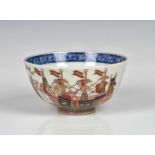 A Japanese Arita 'nam'ban' black ship bowl decorated with galleon and European figures, 4½in. (11.