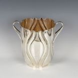 A modern Italian silver twin handle ice bucket by Fratelli Cacchione, of Art Nouveau form with