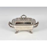 A 19th century novelty silver plated butter dish modelled as a miniature entree dish, with gadrooned