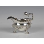 A good quality late George II silver sauce boat William Robertson, London, 1758, having cut card