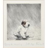 Kurt Meyer Eberhardt (German, 1895-1977) Fox Terrier puppy in the rain, coloured etching, signed