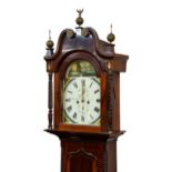 An inlaid mid-19th century Channel Islands mahogany and rosewood cross-banded longcase clock