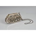 A Cambodian pierced silver purse probably first half 20th century, indistinct impressed mark to