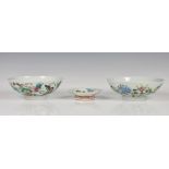 Two Chinese famille rose bowls late 19th / early 20th century, painted with peonies, pomegranates,