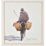 Clare Philipps (British, 20th century) Mule riderwatercolour, signed with initials and dated 2000