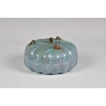 A Chinese robins egg glazed box and cover probably 19th / early 20th century, in the form of a