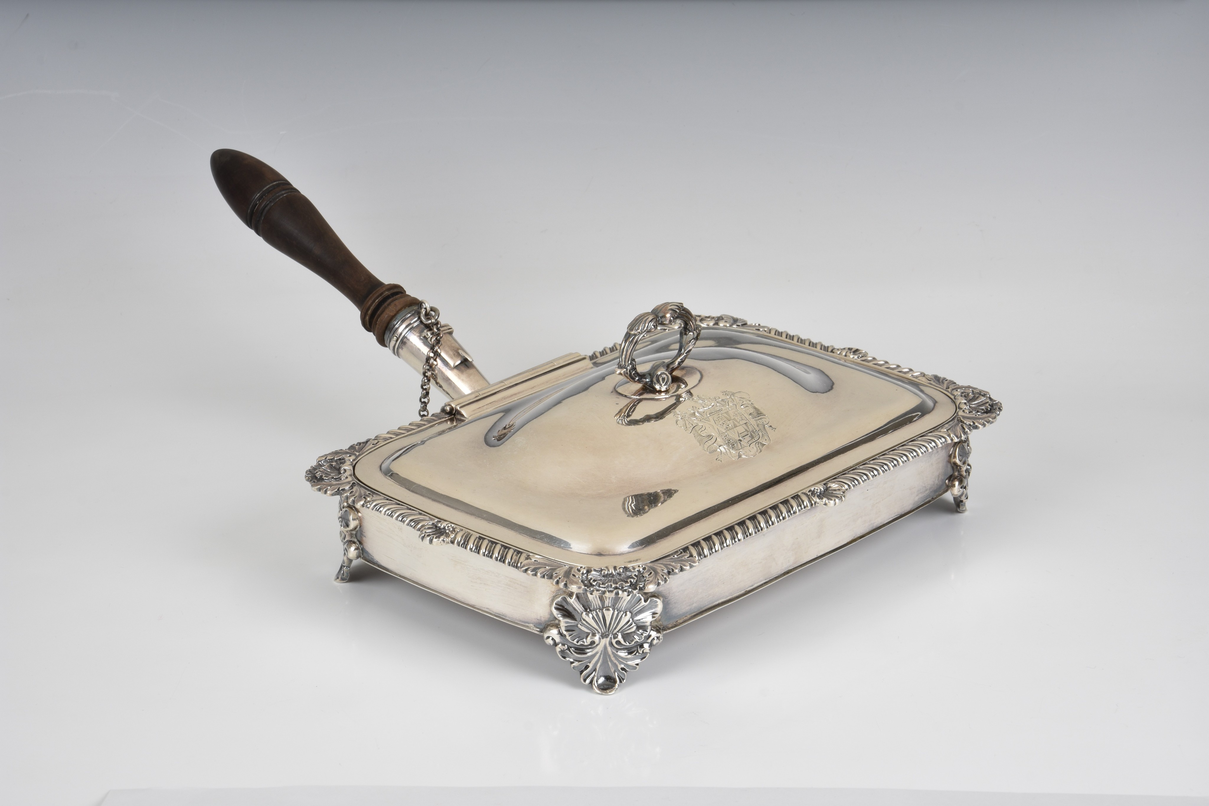 A George IV silver cheese warming dish William Bateman I, London 1826, rectangular form with