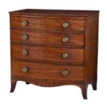A Regency mahogany bowfront chest of drawers the top with reeded edge, over four long graduated