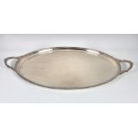 An Elizabeth II silver twin handle tray in the George III style Barker Ellis, Birmingham, 1969, of