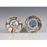 Two Japanese porcelain Imari bowls late 19th / early 20th century, both of lotus form with shaped