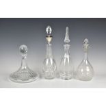 Four cut glass decanters to include one etched with coat of arms of 'The Institute of Chartered