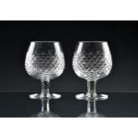 A pair of Waterford Alana pattern brandy balloons etched factory mark, 12.9cm. high. (2)* Condition: