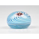 A Clichy swirl glass paperweight c.1850, the radial opaque-white and turquoise threads centring on a