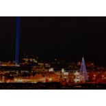 A pair of canvas photographic prints by Island Scan 'Digpic', Guernsey Lights in the sky, St Peter