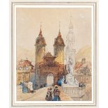 English School, 19th century ‘The Bridge Gate, Heidelberg’watercolour, inscribed, signed