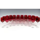 A set of twenty (20) ruby red goblets with clear stems 8½in. (21.6cm.) high. (20)* Condition: