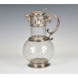 A Victorian etched glass and silver claret jug W & G Sissons (William & George Sissons),