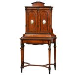 A fine Victorian amboyna, burr walnut, ebonised, parcel gilt and boxwood string inlaid side