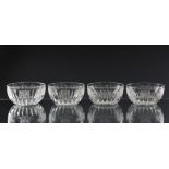 A set of four foliate & armorial etched glass wine rinsers 20th century, twin lion 'PRO LIBERTATE'