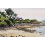 David K. Taylor (Australian, b.1941) 'Life Along the Seawall, Herm'watercolour, signed lower