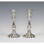 A pair of Victorian silver candlesticks Walker & Co, Sheffield, 1846, foliate and fluted baluster