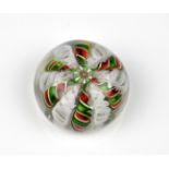 A St Louis miniature crown glass paperweight 19th century, finely decorated with six crown twists in