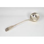 A George III silver fiddle pattern soup ladle Robert Peppin, London, 1818, of typical form, engraved