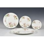 A Wedgwood 'Apple Blossom' pattern part dinner service comprising two oval 15½in. platters; a 10¼in.